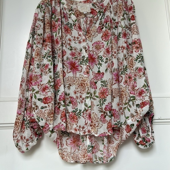 JOHNNY WAS ISLA BUTTON DOWN SHIRT Boho Peasant Floral size Medium - Picture 8 of 14